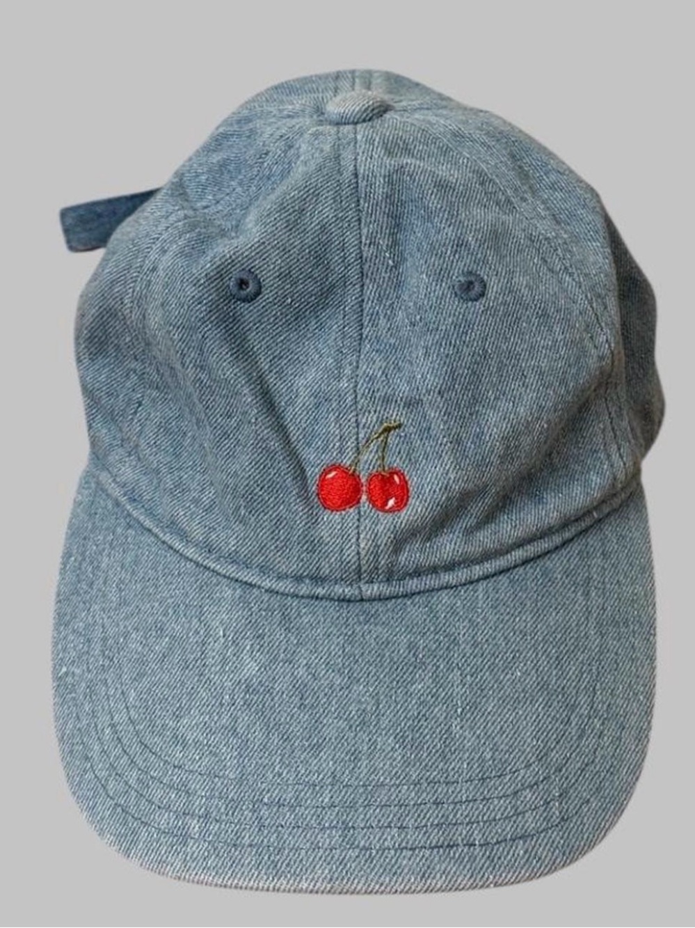 Gap Light Blue Denim Cherry Embroidered Hat